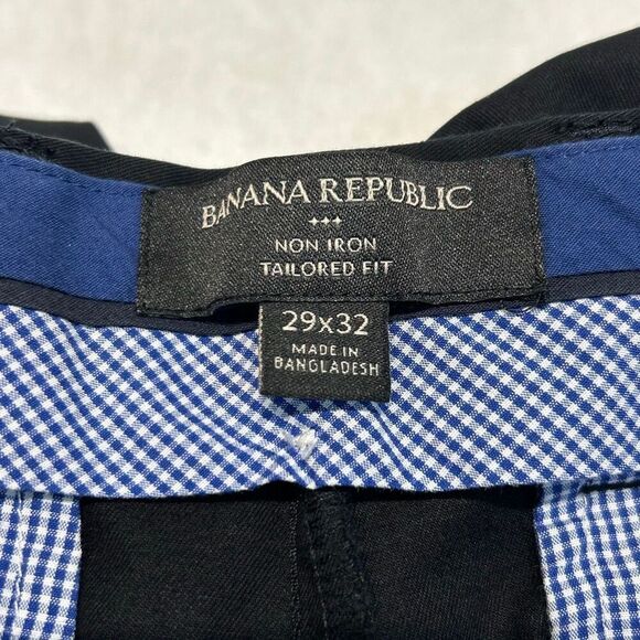 Banana Republic Mens Tailored Fit Dress Pants Slacks Sz 29x29.5 Black Non Iron H - Picture 7 of 12